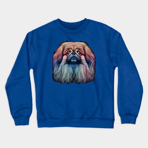 Fluffy Pekingese Watercolor Crewneck Sweatshirt by Furrban